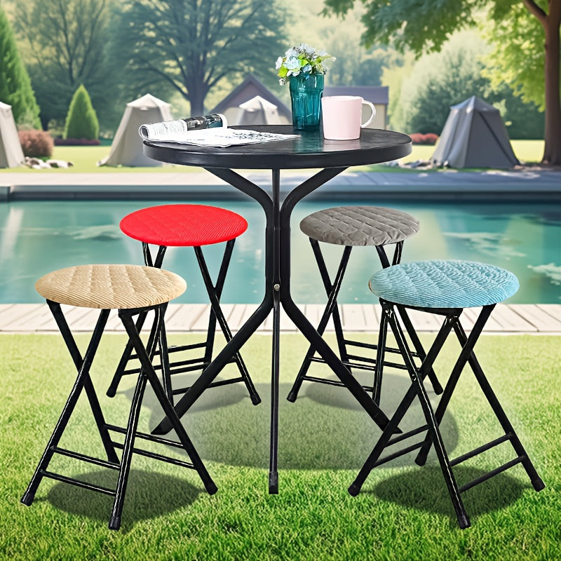 PlushFit | 2-delige Ronde Stoelzittingen Hoes – Dikke Gewatteerde Elastische Stoelhoezen, Beschermende Slipcovers
