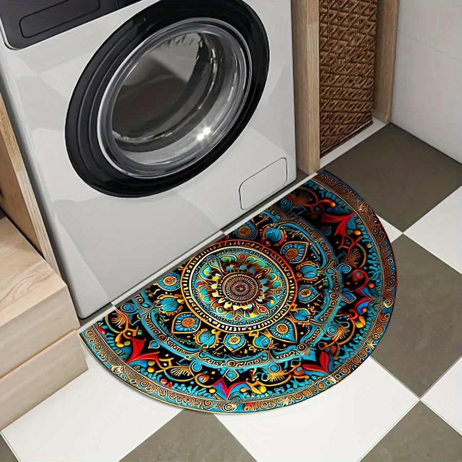 MandaStep | Halve cirkel Mandala deurmat - antislip mat voor binnenkomst, Boho buiten/binnen deurmat