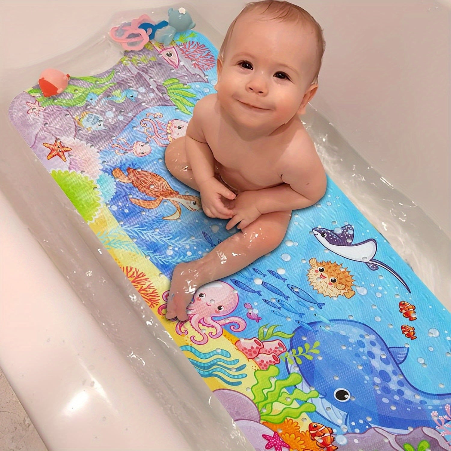 TubPals | Antislip Cartoon Badmat voor Kinderen - PVC Badmat met Zuignappen & Afvoergaten