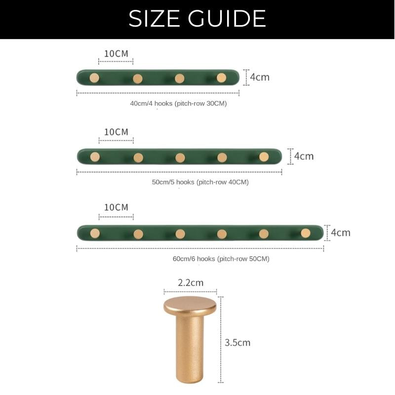HookMint | Wandkapstok met goudkleurige haken - Moderne opbergruimte voor jassen, hoeden & tassen