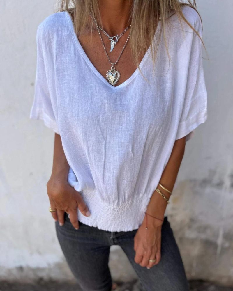Solene | Chique zomertop voor dames – Lichte blouse met relaxte pasvorm