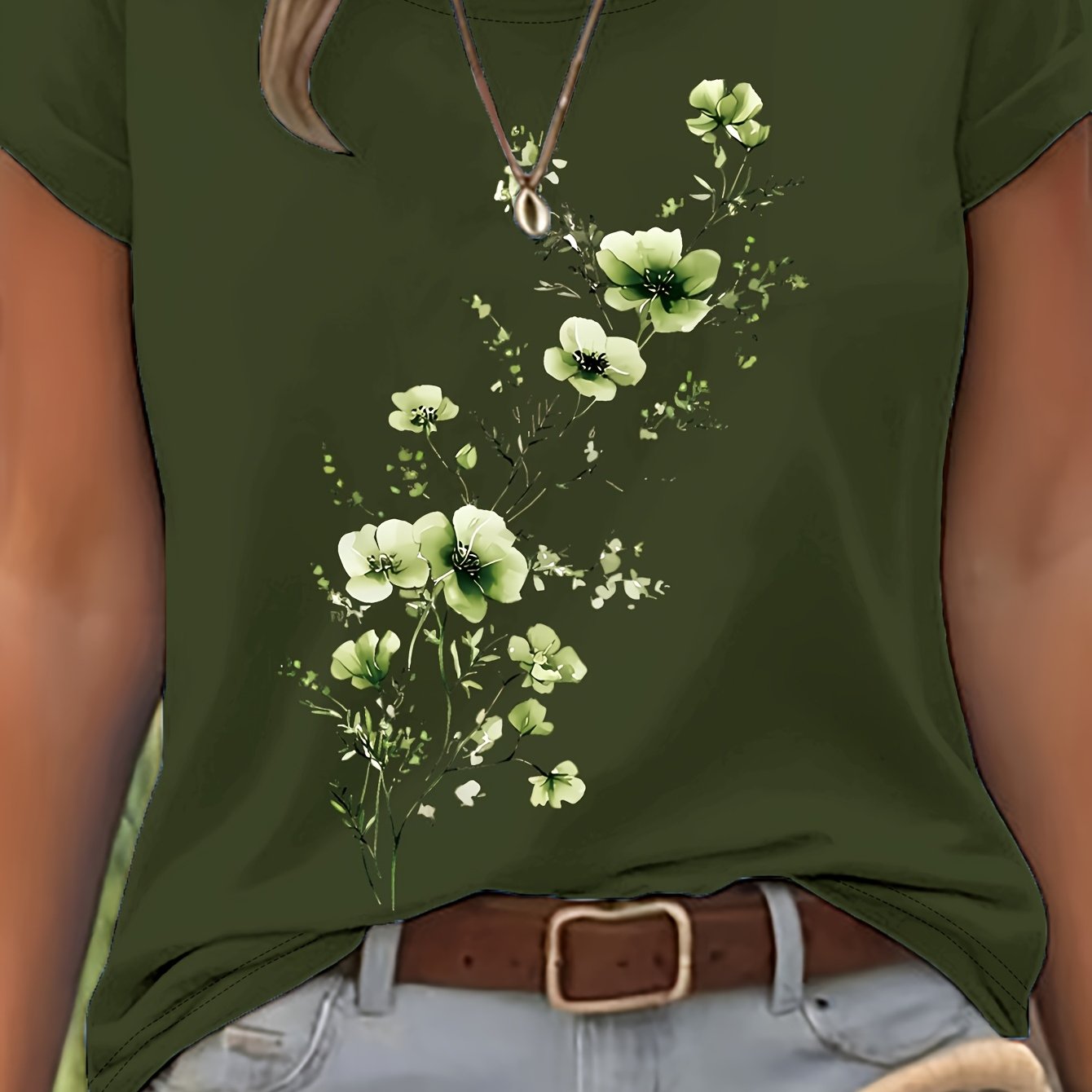 Naya | Zomer-T-shirt voor dames – Casual, lichtgewicht top met bloemenmotief in aquarelstijl