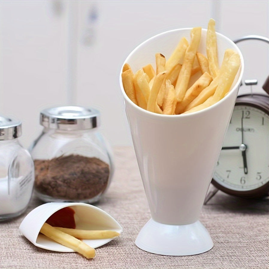 FryDock | Franse frietbeker met twee compartimenten en sausbakje – Herbruikbare snackbeker voor thuis