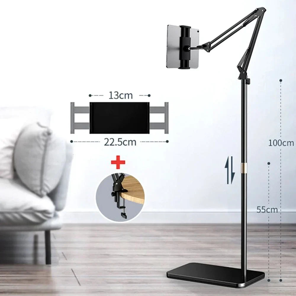 FoldiBase | 360° flexibele, opvouwbare en verstelbare vloerstandaard voor iPad en tablet