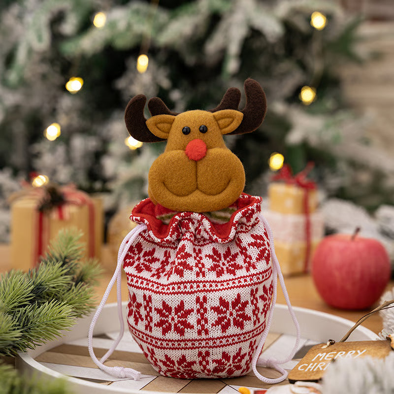 YulePal | Gebreide kerstcadeauzak met pop – Decoratieve kerstcadeauzak voor kinderen, thuis en feestdagen