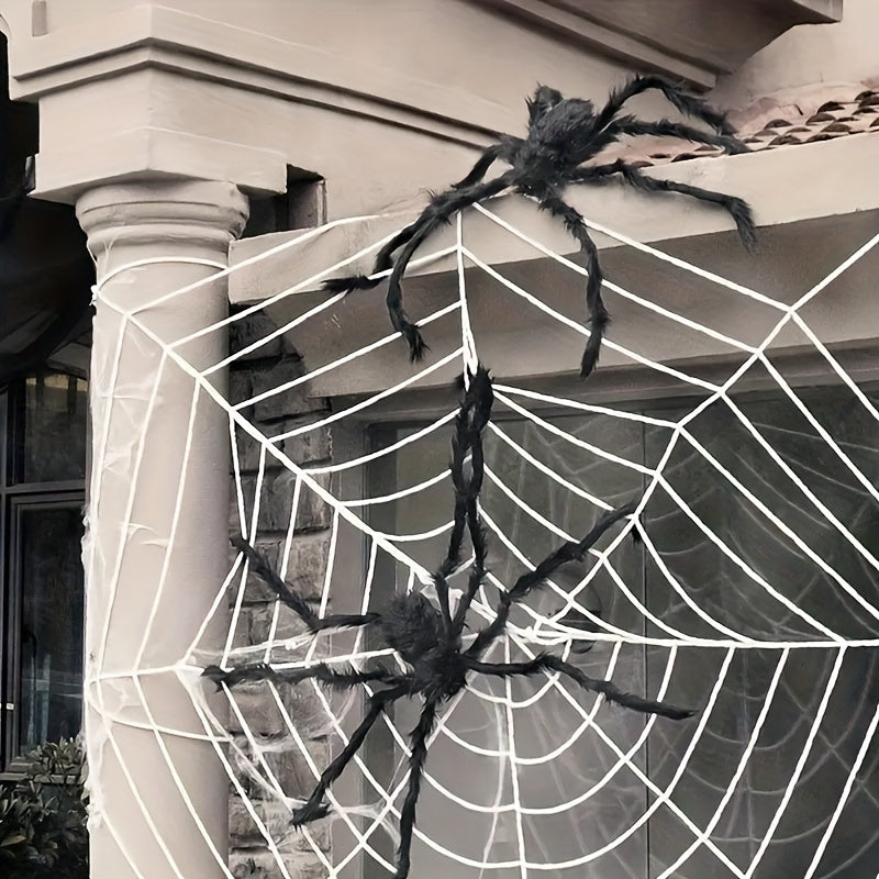 WebCreeper | 2pcs 50cm Giant Spider with Web – Outdoor Halloween Decorations Set, Scary Party Props & Creepy Yard Ornaments
