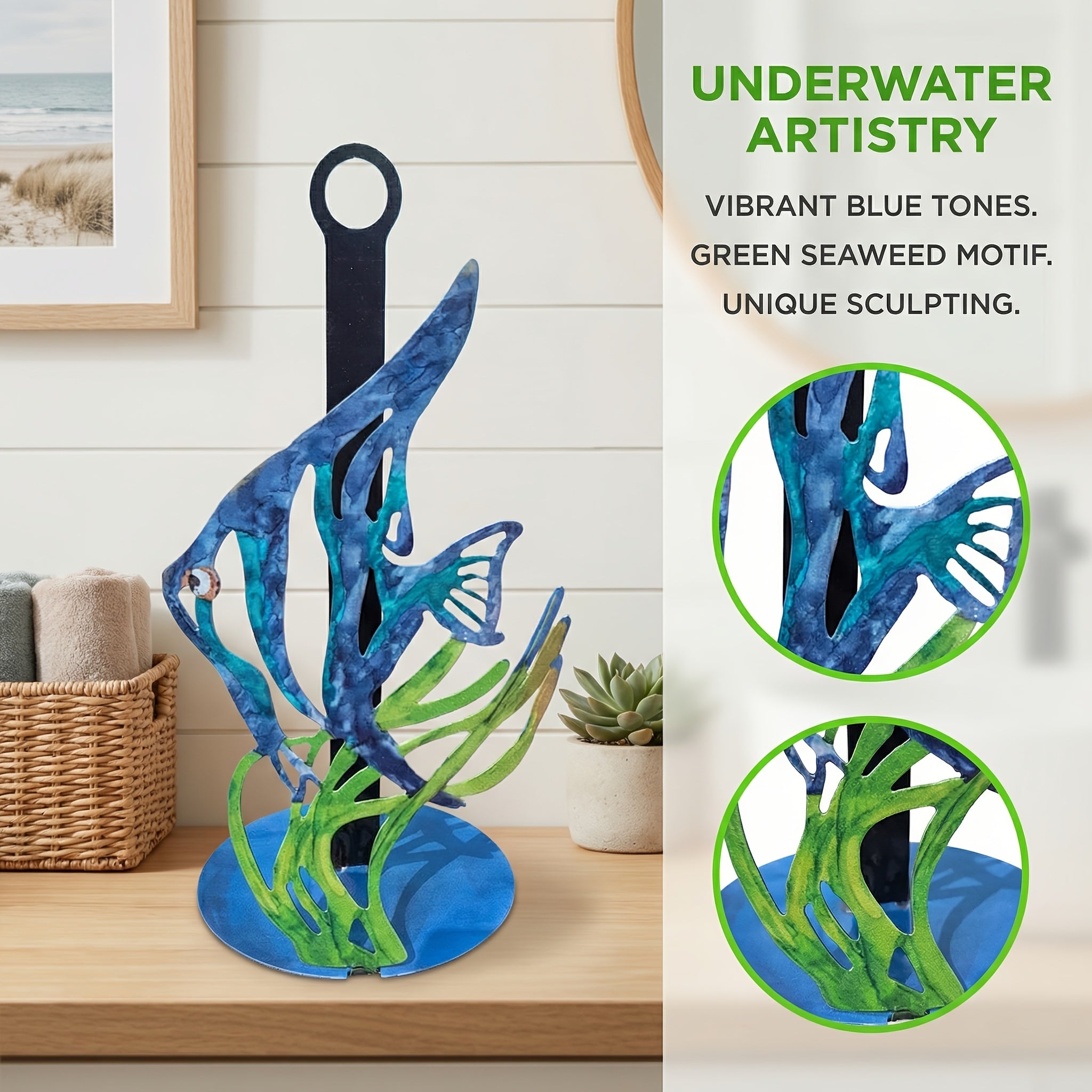 MarineElegance | IJzeren Zeepaardje Tissuehouder – Oceaanthema Decoratieve Servettenbox