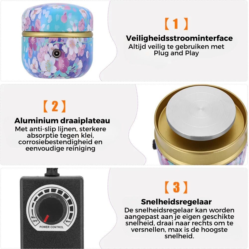 TinyPotter | Mini Elektrisch Aardewerkwiel - Draagbare DIY Klei Ambachtelijke Machine