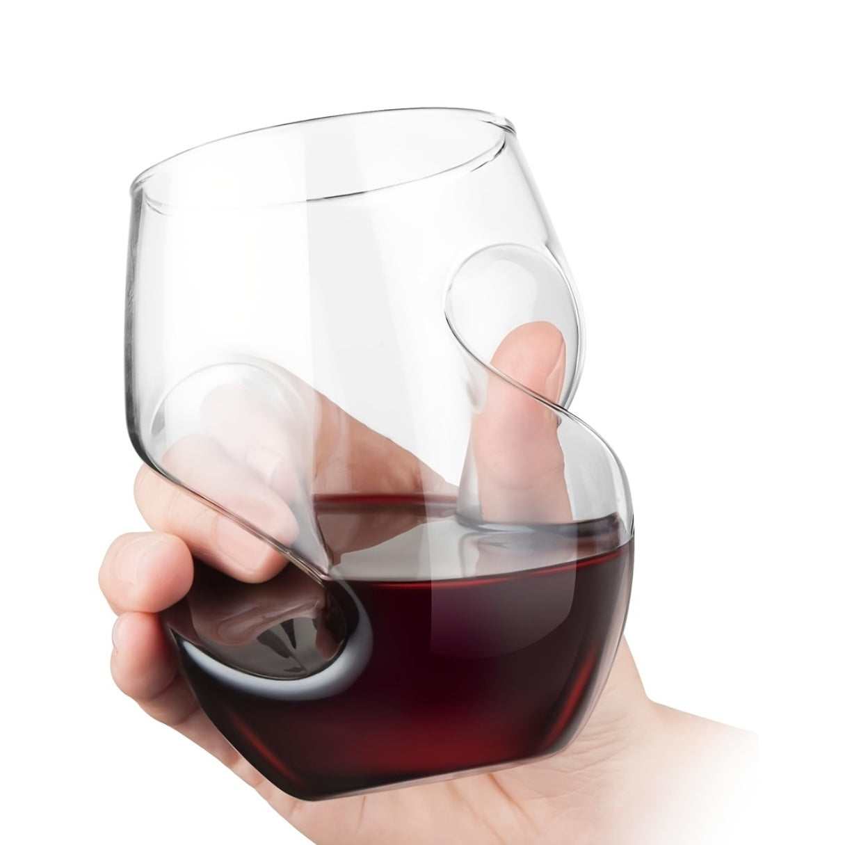 FinoGlass | 4-delige set borosilicaatglazen van 16 oz – elegante gebogen wijnglazen, duurzaam drinkgerei