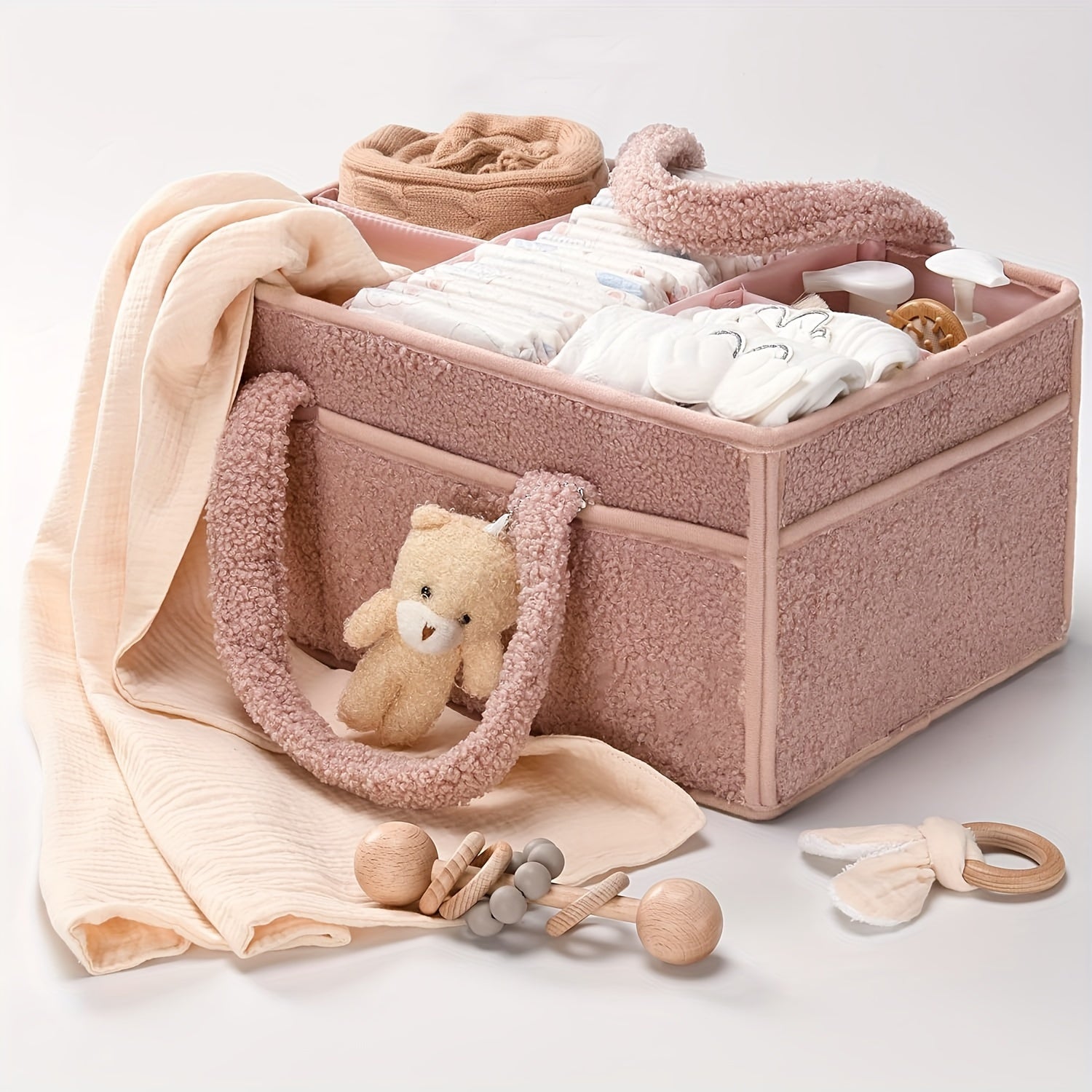 NappyNest | Luier Caddy Organizer - Draagbaar opbergmandje voor luiers, doekjes & babyspullen, luiertafel organizer