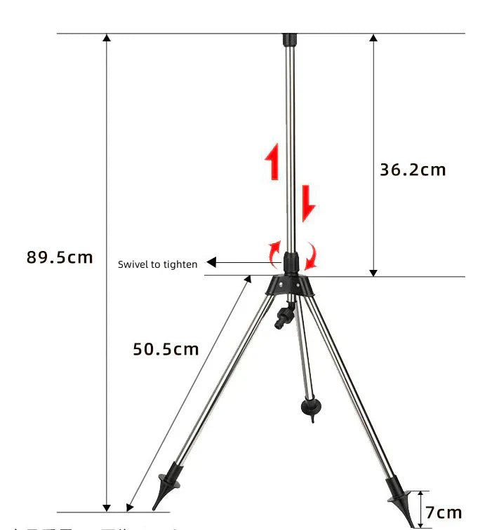 HydroTripod | 360° driepoot gazonsproeier – verstelbare hoogte, roterend tuinirrigatiesysteem
