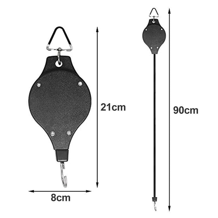 VinePull | Intrekbare plantenhanger - Verstelbare haak voor het ophangen van manden, plafondkatrol voor de tuin