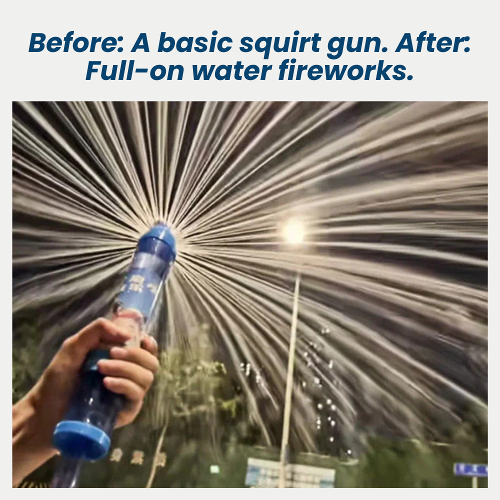 HydroBurst | Vuurwerk-achtige waterspray – Waterblaster voor buiten, tank van 800 ml, spat-effecten