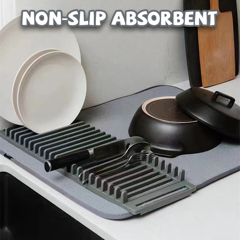 DishNest | Multifunctionele afdruipmat – Absorberende, sneldrogende, antislip keukenmat