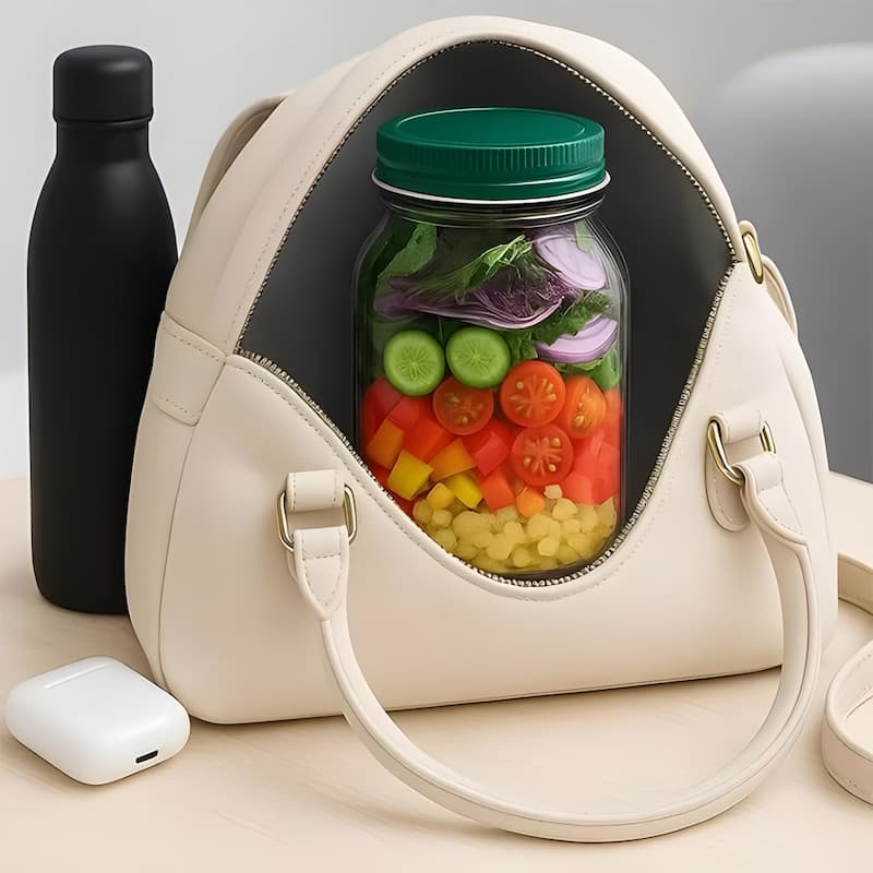 SaladVault | Glazen saladecontainer met deksel – lekvrije lunchpot, saladeschaal met zijopening