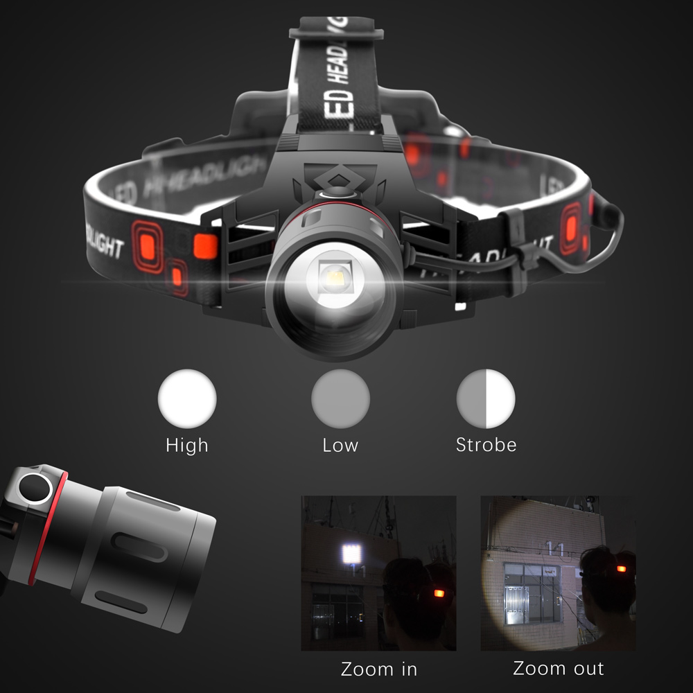 HeadLume | USB-oplaadbare LED-hoofdlamp – wit, rood en groen licht, instelbare helderheid