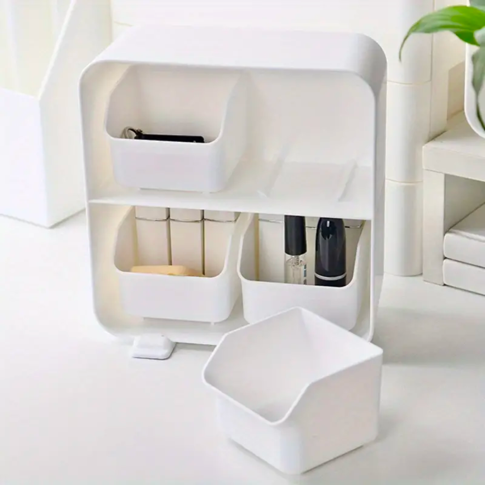 PulliBox | 4-Vak Uittrekbare Bureau Organizer – Opbergdoos voor Kleine Items & Bureauspullen