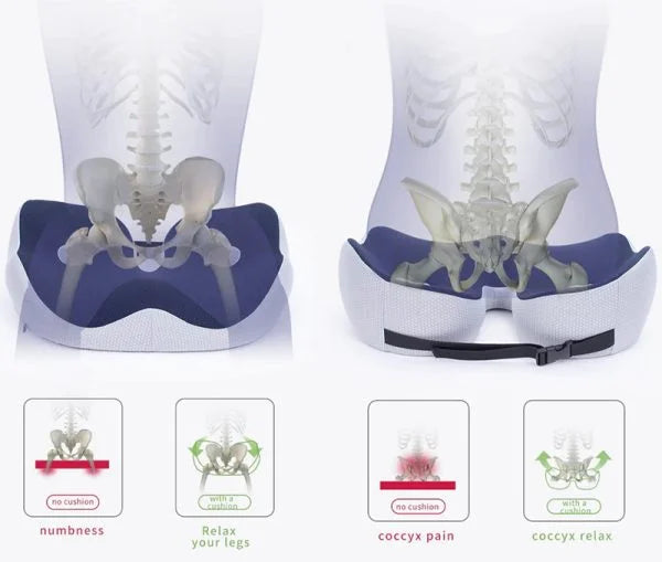 AlignSeat | Verstelbaar Memory Foam Kussen voor Zitbeenverlichting - Ergonomisch Comfort