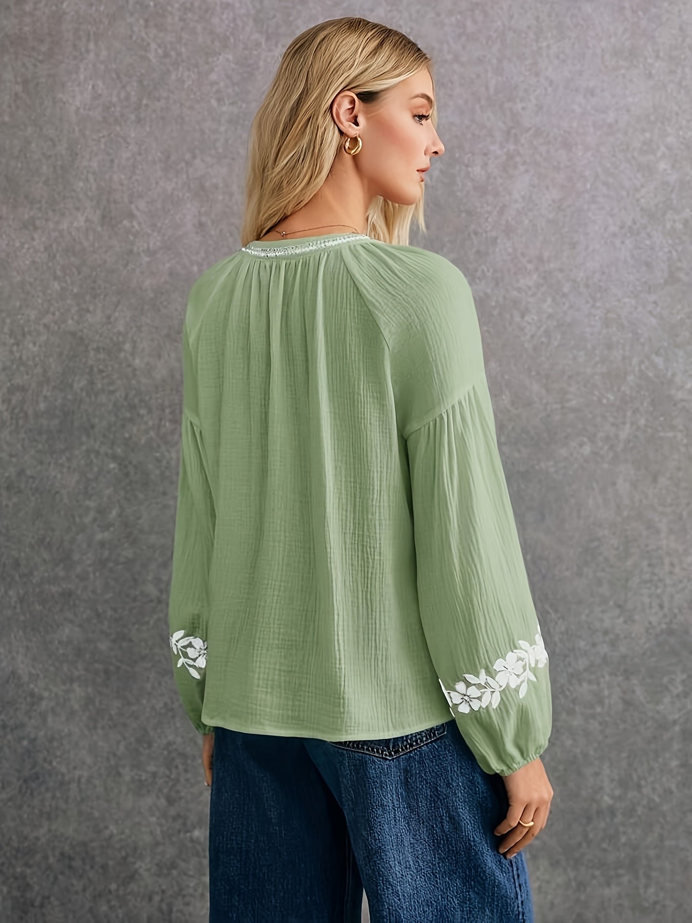 Peria | Etnisch dameshemd - Geborduurde casual bohemienblouse