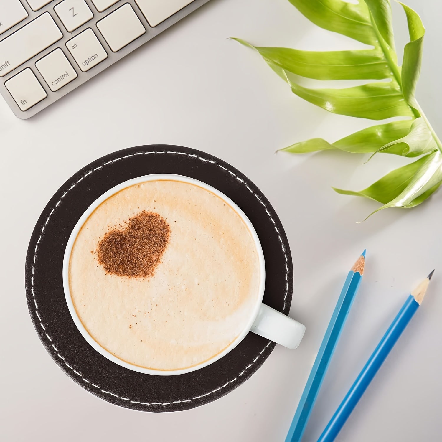 SipNest | 6 stuks recyclebare onderzetters van kunstleer – rond, 10 cm, voor koffie, wijn en andere dranken