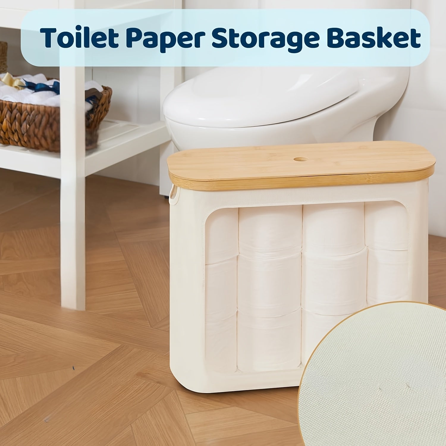 RollStash | Toiletpapiermand met deksel – houder voor maximaal 12 rollen, organizer voor badkamer en slaapkamer