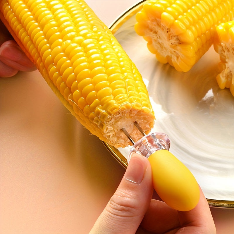 CornGrip | RVS Maïsvork met Ergonomisch Handvat – Duurzame, Voedselveilige BBQ- en Fruitsatépen