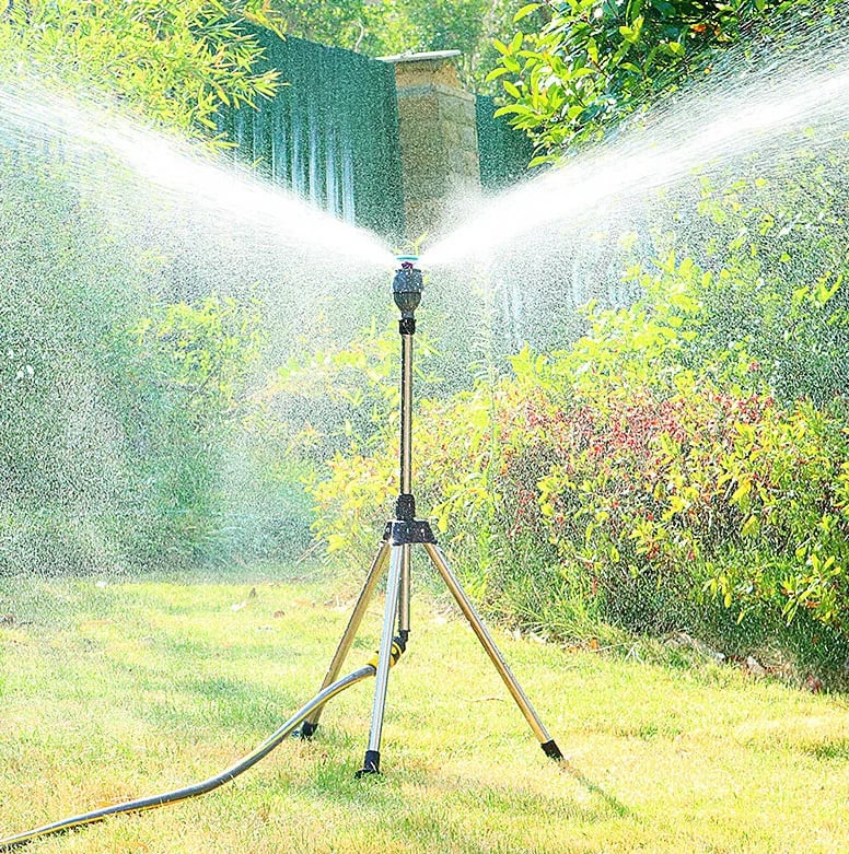 HydroTripod | 360° driepoot gazonsproeier – verstelbare hoogte, roterend tuinirrigatiesysteem