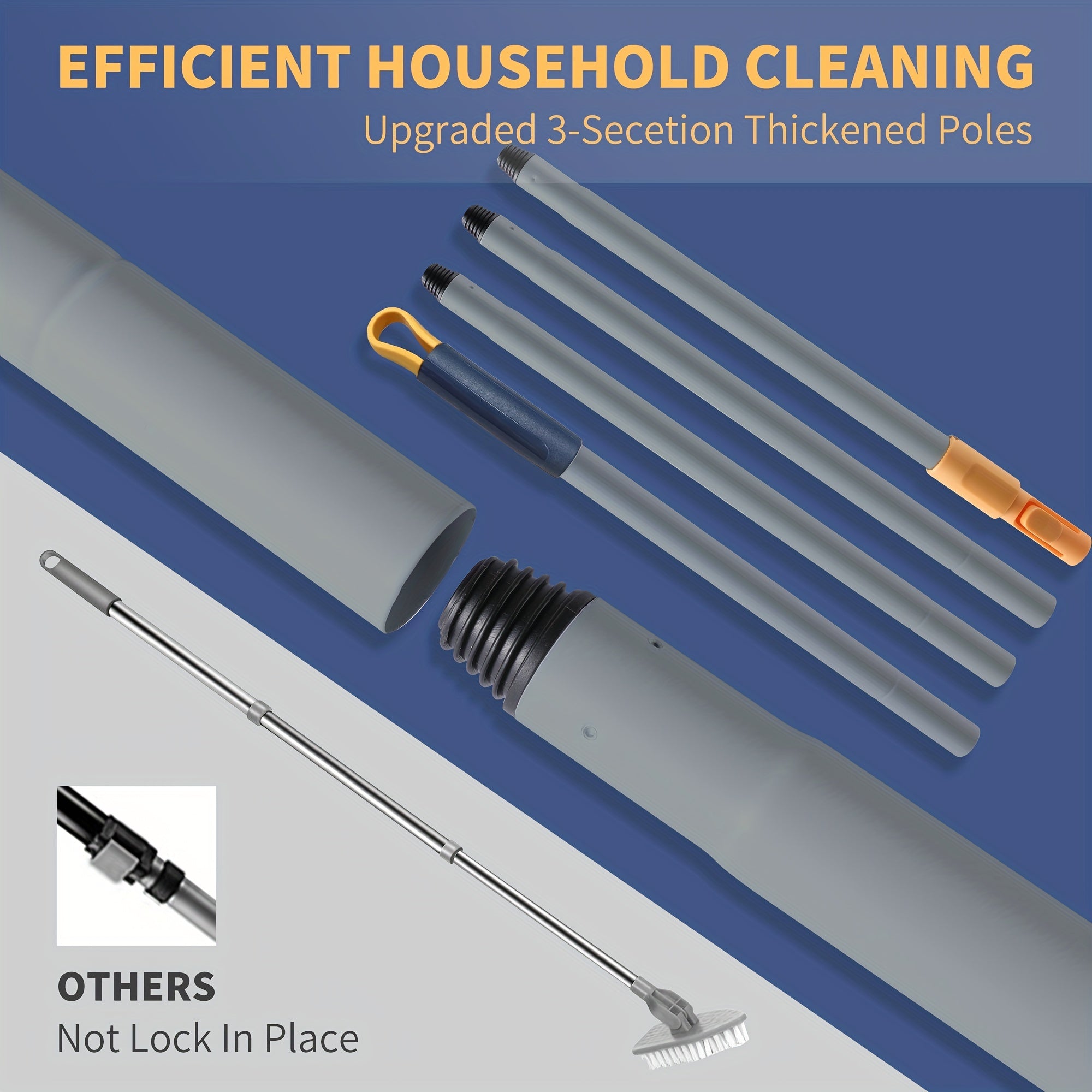 MightyBrush | 3-in-1 uitschuifbare bad- en tegelschrobborstel – 127 cm lange steel, badkamer-, bad-, vloer- en toiletreiniger