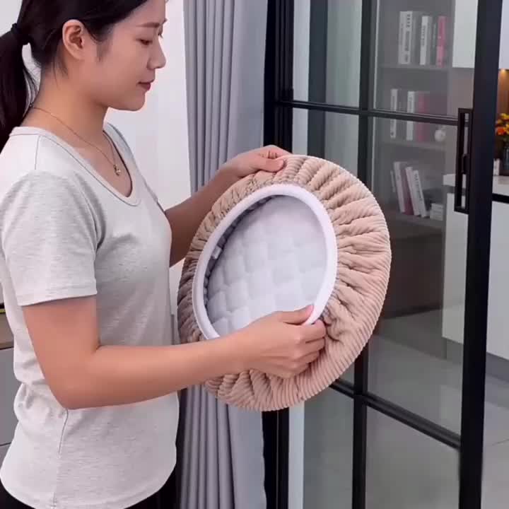 PlushFit | 2-delige Ronde Stoelzittingen Hoes – Dikke Gewatteerde Elastische Stoelhoezen, Beschermende Slipcovers