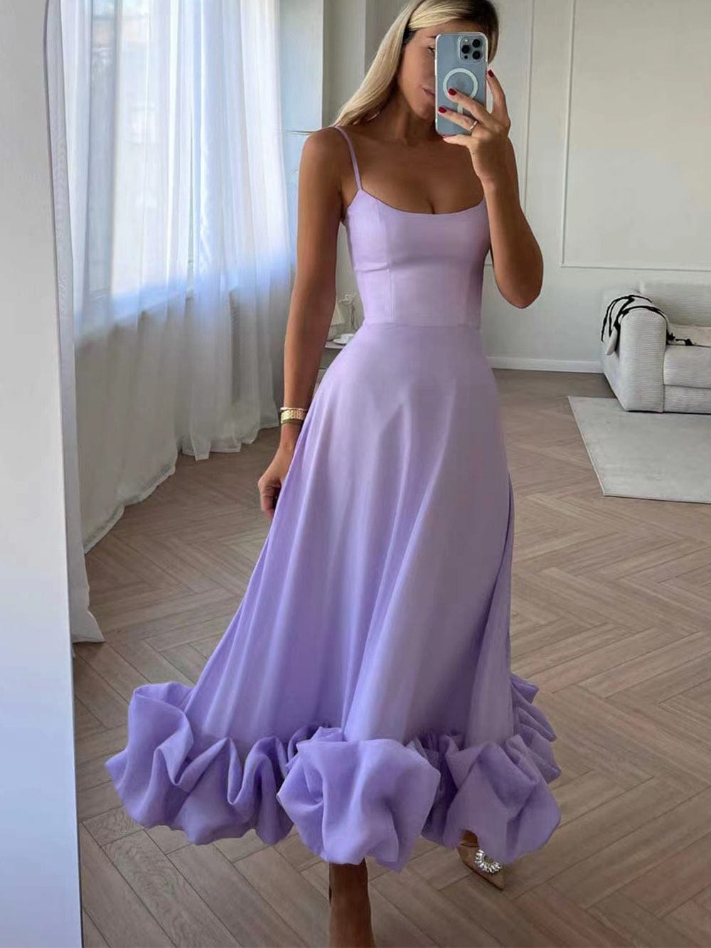 Deya | Midi-jurk met dunne bandjes voor dames – Elegante, zwierige zomer