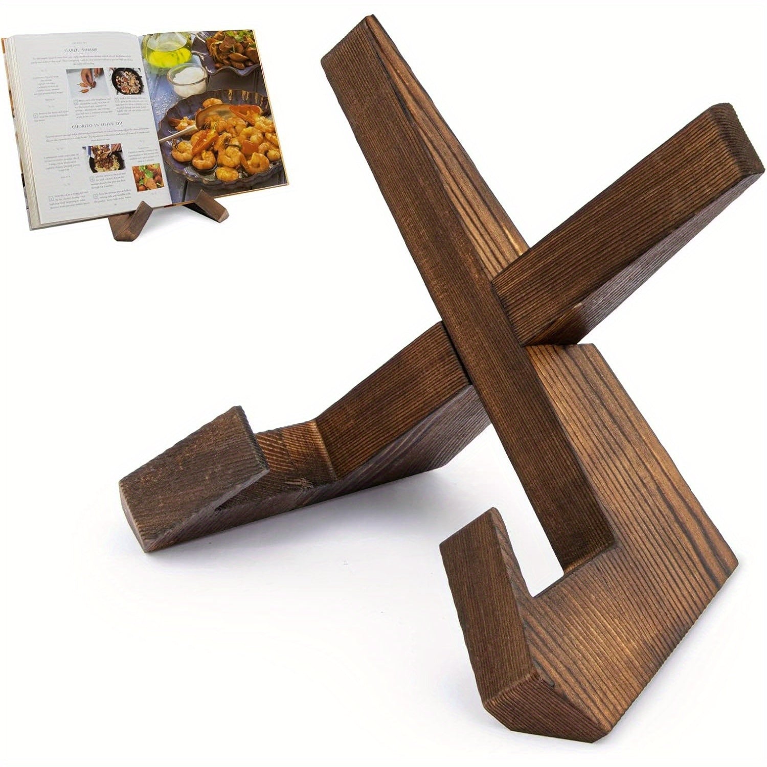 CookCaddy | Houten kookboekstandaard – Receptenboekhouder voor aanrecht, rustieke kookboekhouder