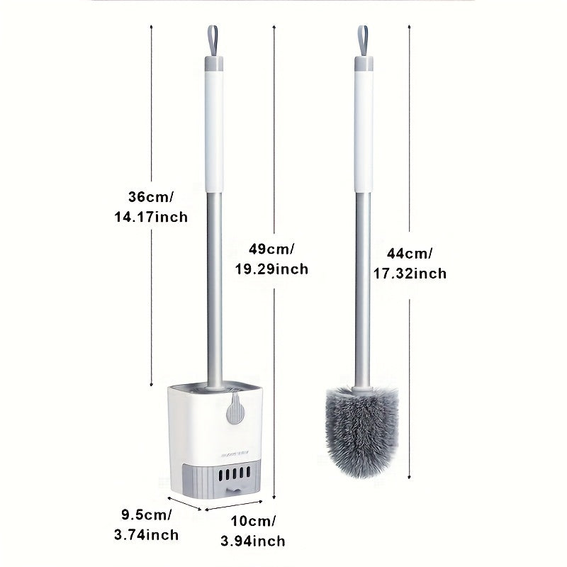 Rinzo | Wandgemonteerde toiletborstel en houder set – Lange steel, lekbak, geen dode hoeken
