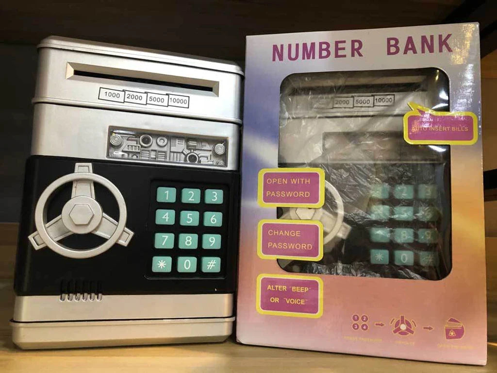 TinyBank | Elektronische mini-geldautomaat spaarpot – digitale geldkluis met wachtwoord