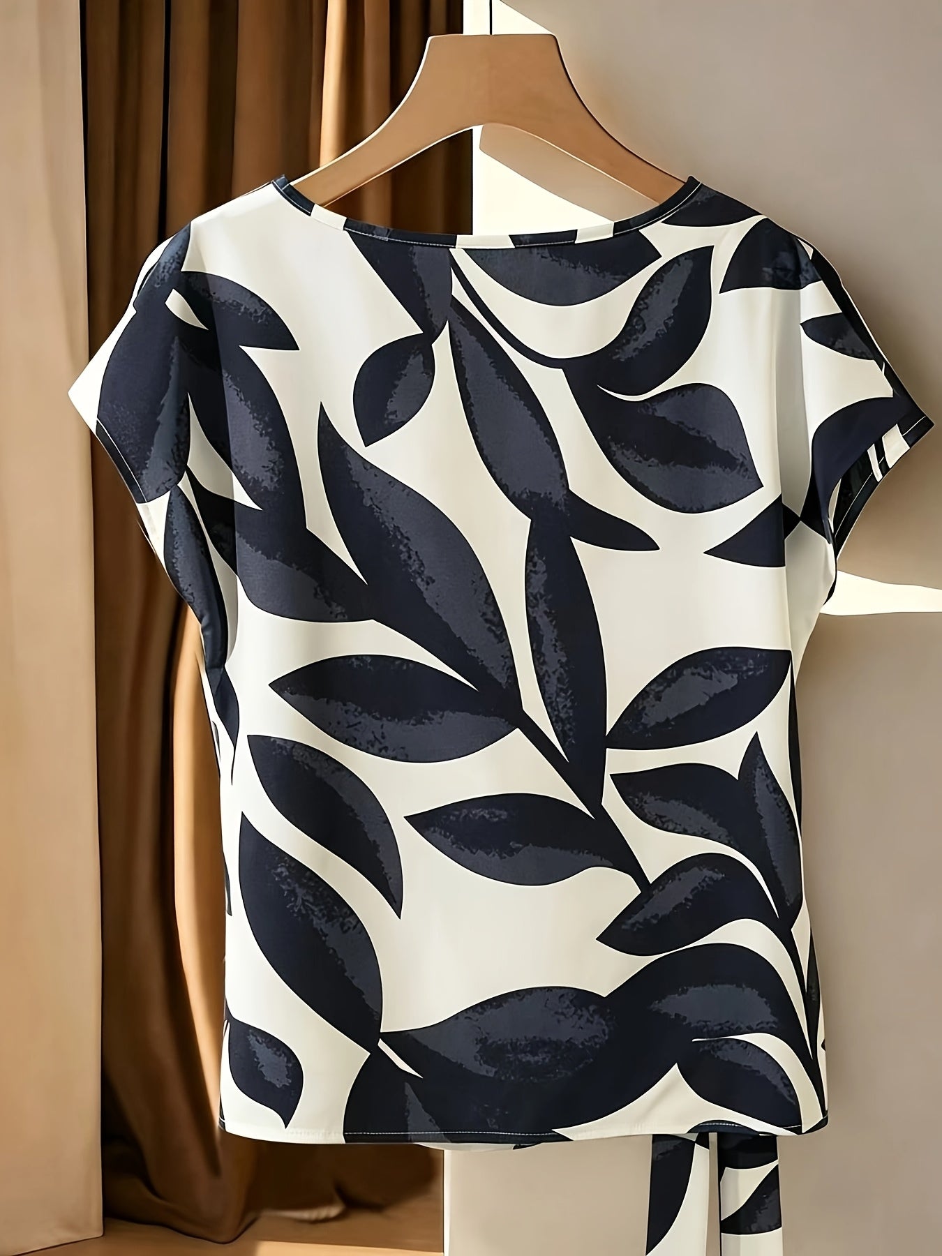 Mirell | Casual-elegante damestop – Blouse met print, ronde hals en lange mouwen