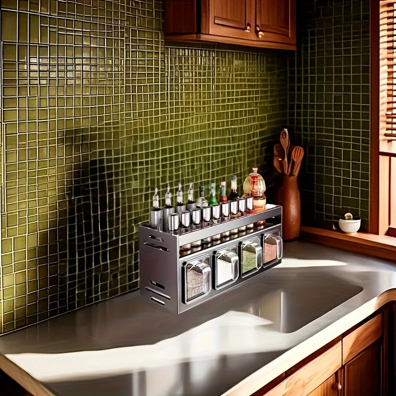 FlavorHub | Aluminium kruidenrek voor in de keuken – 3-laags uittrekbaar rek voor kruiden