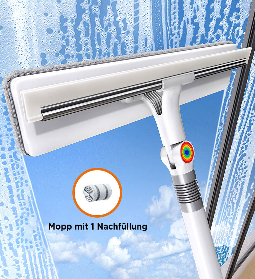 WindoWiz | Dubbelzijdige ruitenwisser – 2-in-1 glasreiniger, streeploze raamwisser met microvezelpads