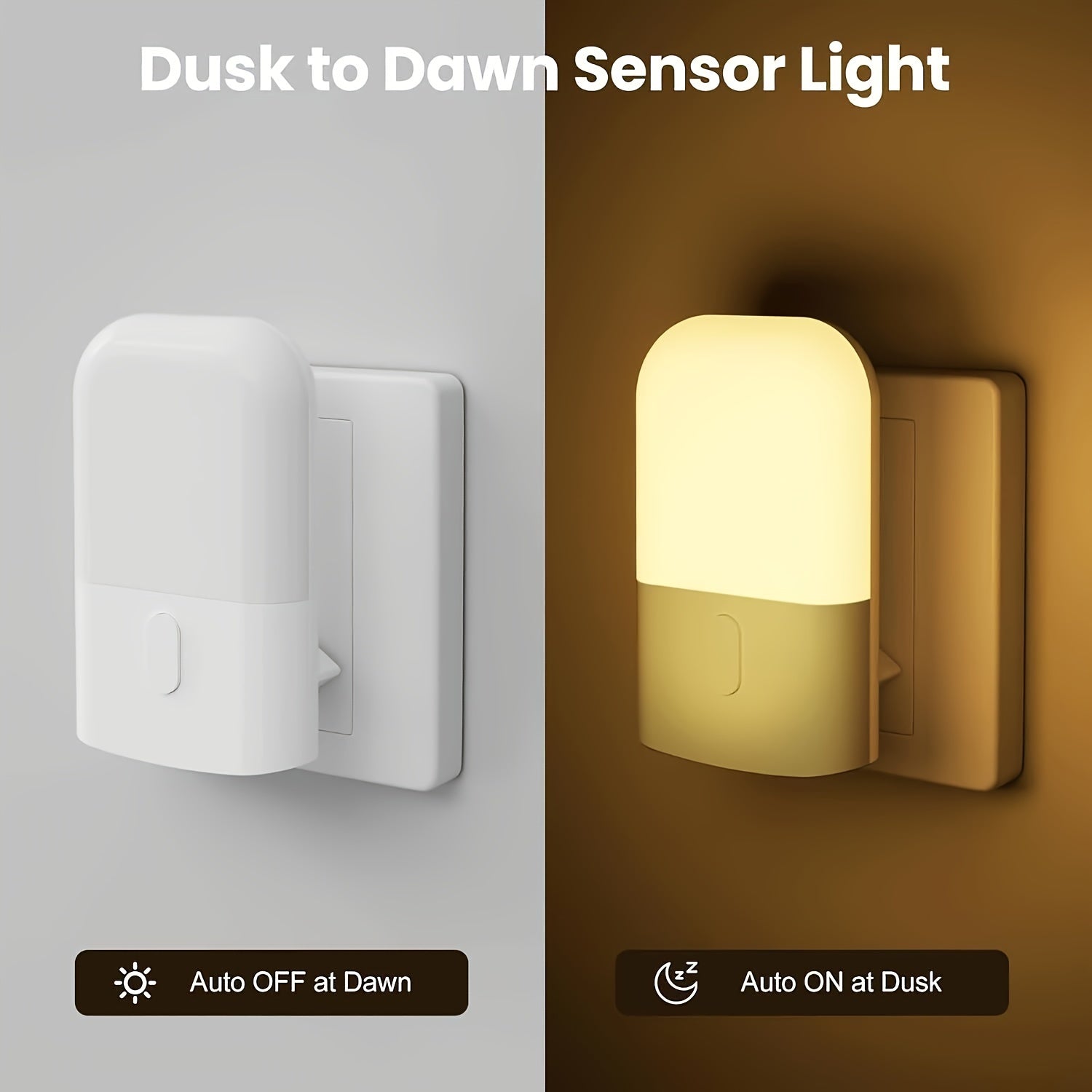 NightGlow | Plug-in LED nachtlampje, Mini warm wit licht met instelbare helderheid