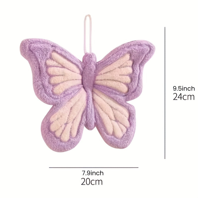 CozeFly | Butterfly-handdoek van coral fleece om op te hangen, dik, zacht, sneldrogend