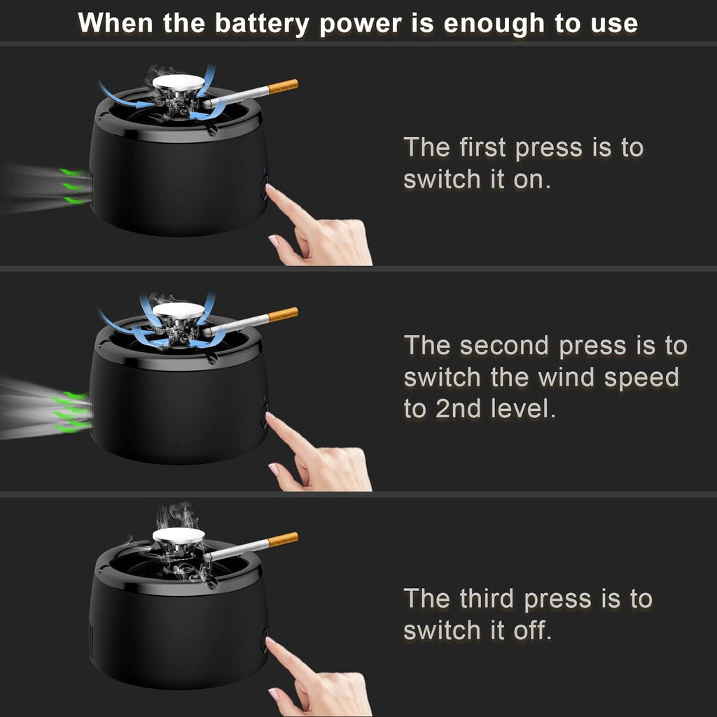 AshZap | Elektrische rookvrije asbak - draagbare luchtreiniger, negatieve ionen geurverwijderaar