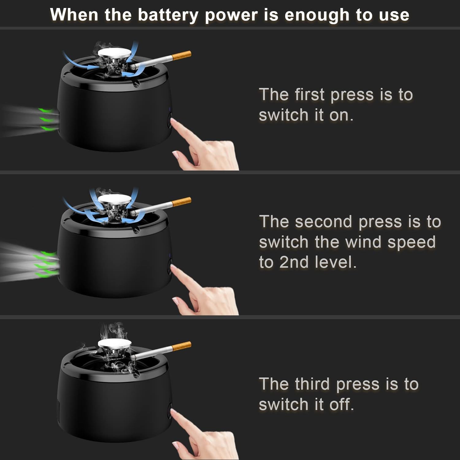 AshZap | Elektrische rookvrije asbak - draagbare luchtreiniger, negatieve ionen geurverwijderaar