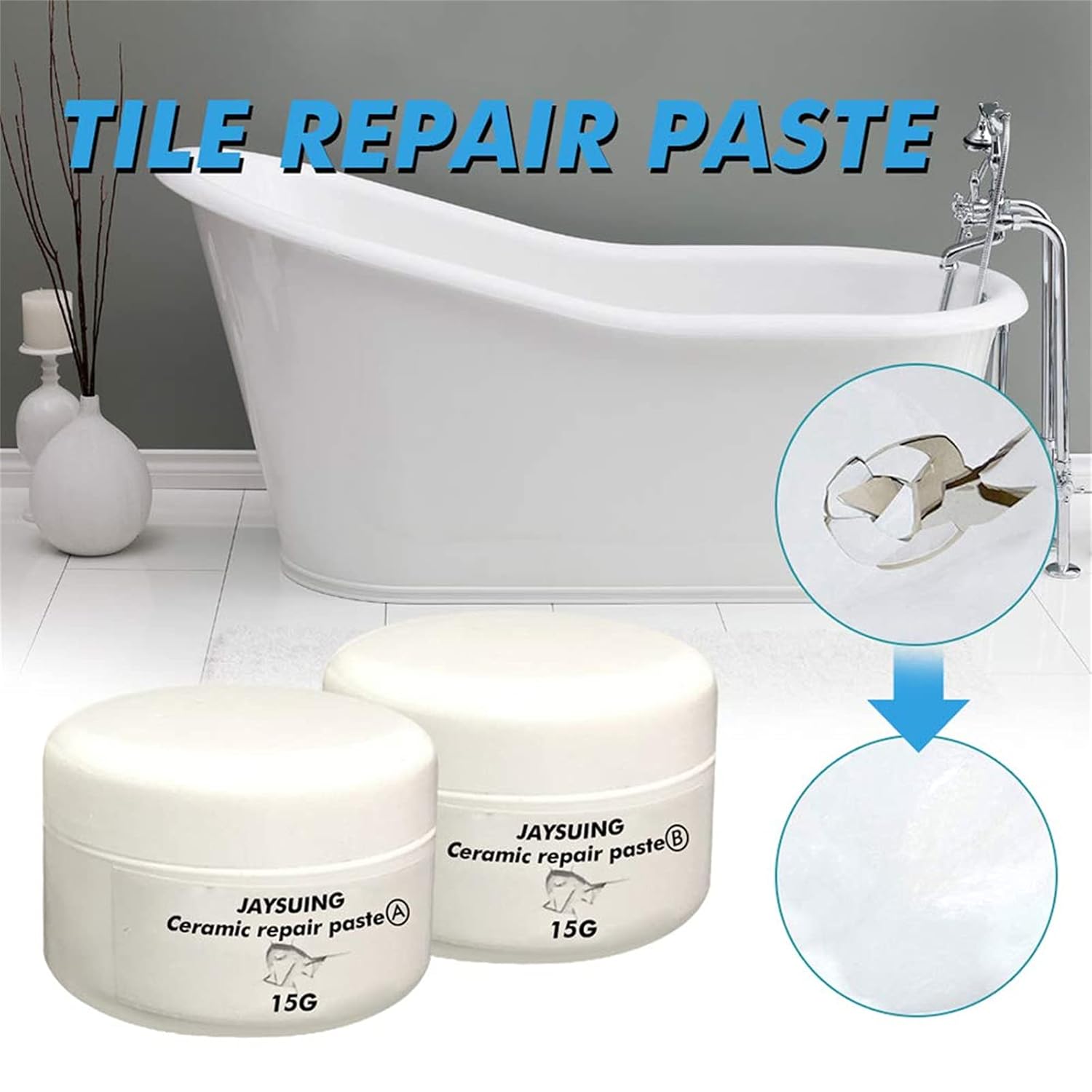 PatchIt | Tegelreparatiepasta - Waterdicht, sneldrogend, duurzaam vulmiddel voor scheuren en spleten