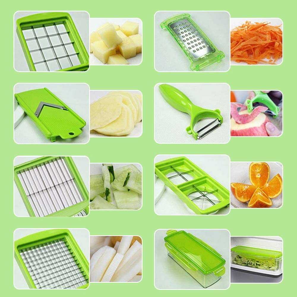 CutNest | 12-in-1 slimme groentesnijder – veilige, snelle snijder met meerdere messen en opbergruimte