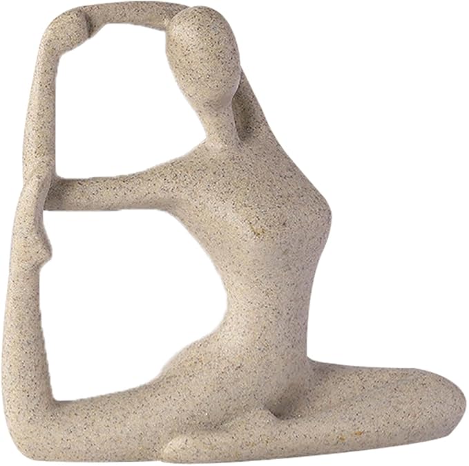 YogaLuxe | Vrouwelijke yogabeeld – Minimalistisch beeldje van hars, serene woondecoratie
