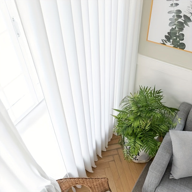 SheerDrape | Wit chiffon semi-transparant gordijn - Zachte tule gordijnen voor thuisdecoratie
