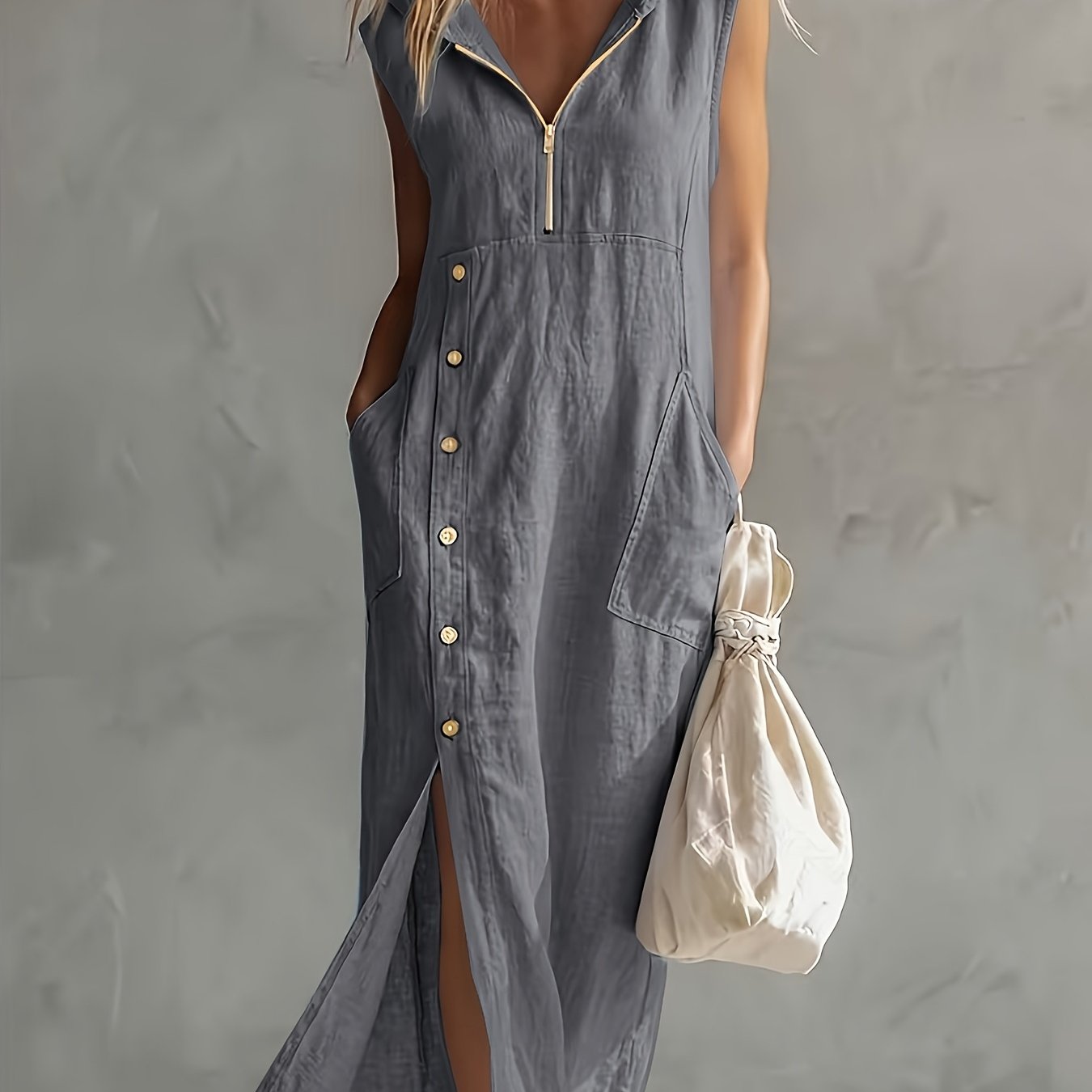 Calyren | Dames Zomerjurk met Capuchon – Casual Losvallende Lichtgewicht Zwierige Jurk