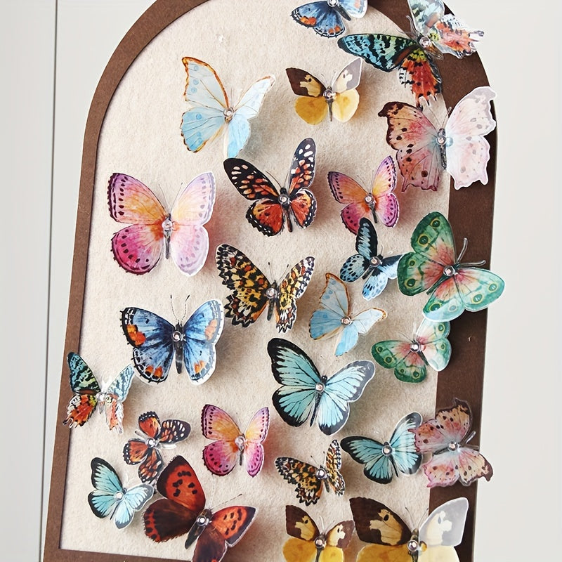 FlutterPop | Set 3D Vlinder Muurstickers – Kleurrijke Waterverf PVC