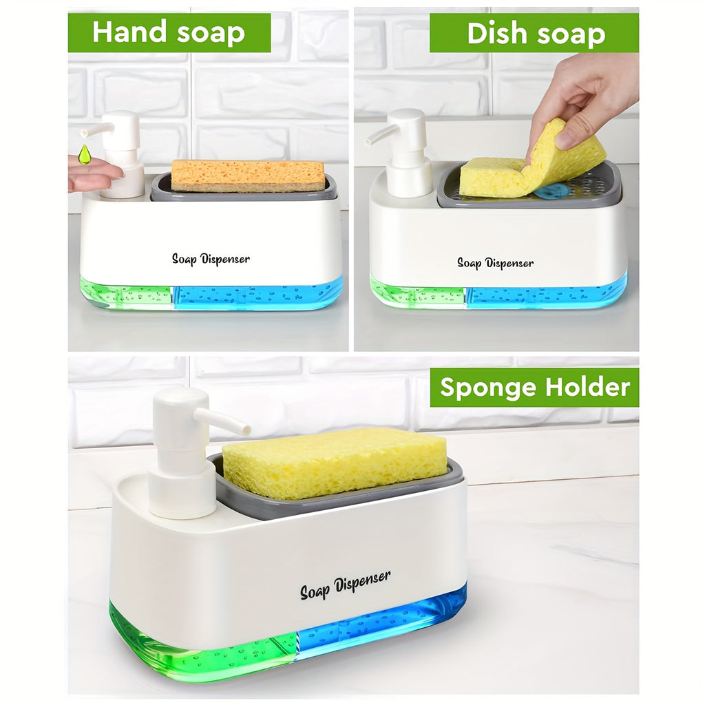 LatherLink | 2-in-1 dispenser voor vloeibare zeep met sponshouder
