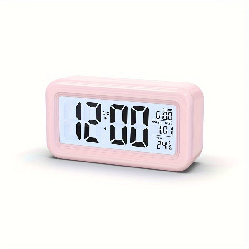 Digitone | Slanke LCD digitale wekker – Compacte batterijgevoede bureau- en nachtkastklok
