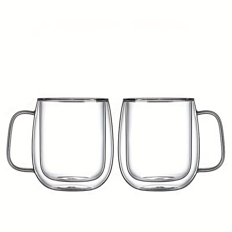 Glassio | Borosilicaat dubbellaagse glazen mokken – hittebestendige bekers met grote inhoud en handvatten
