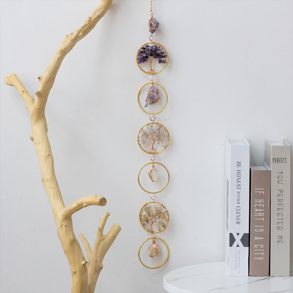 LifeGems | Kristallen Levensboom Wanddecoratie, 6 Ringen, Huisornament